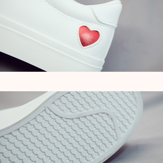 Womens Cute Love Heart Easy CleanFlats Sneakers