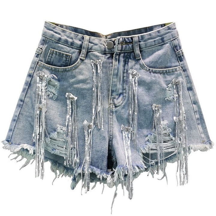 Women Denim Shorts Tassels Jean Shorts
