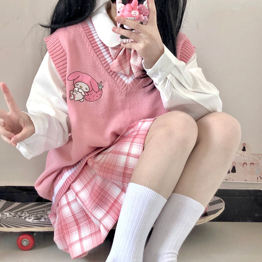 Cute My Melody Inspired Oversized Pink Vest – ubekeen