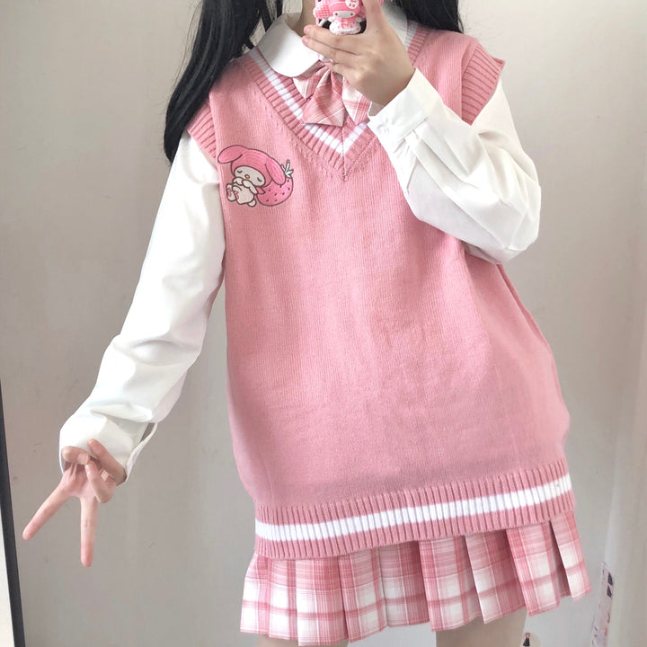 Cute My Melody Inspired Oversized Pink Vest