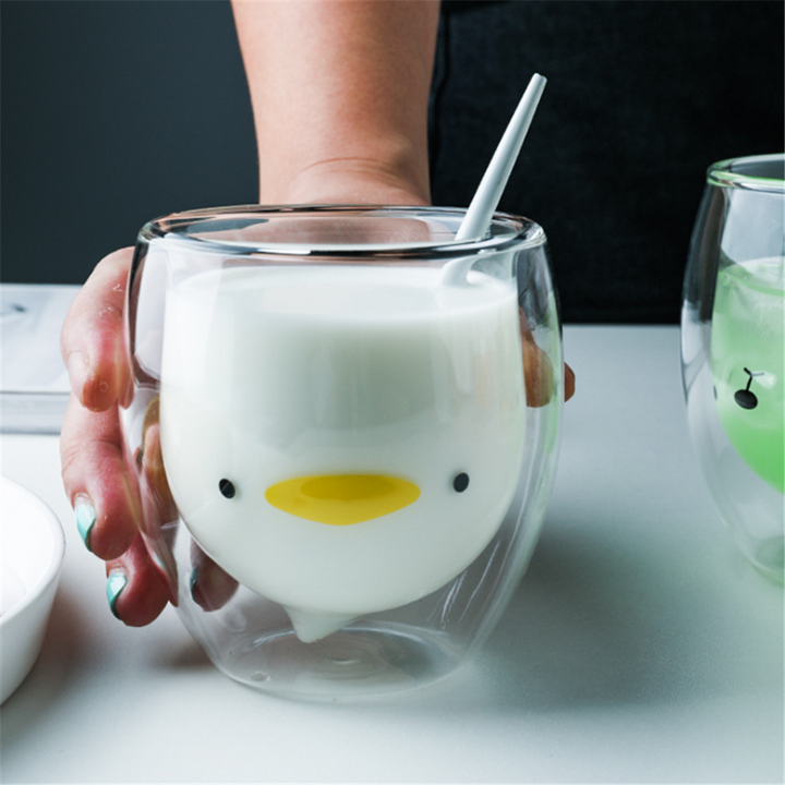 Kawaii Cartoon Cute Double Wall Glass