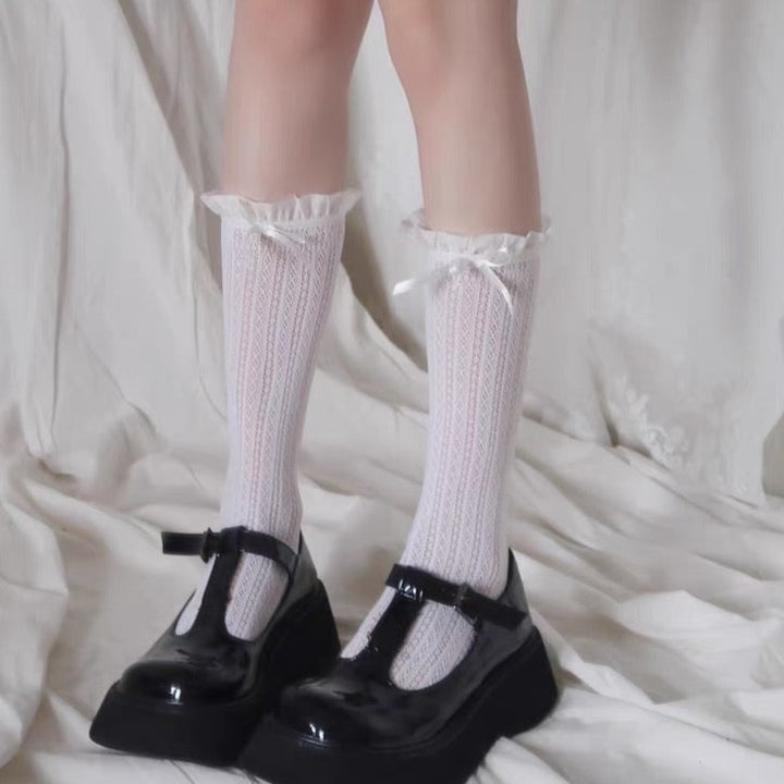 Retro Ruffle Long Socks