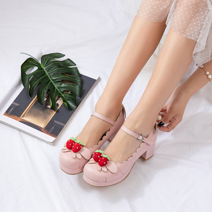 Princess Lolita Strawberry Mary Jane Shoes Plus Size