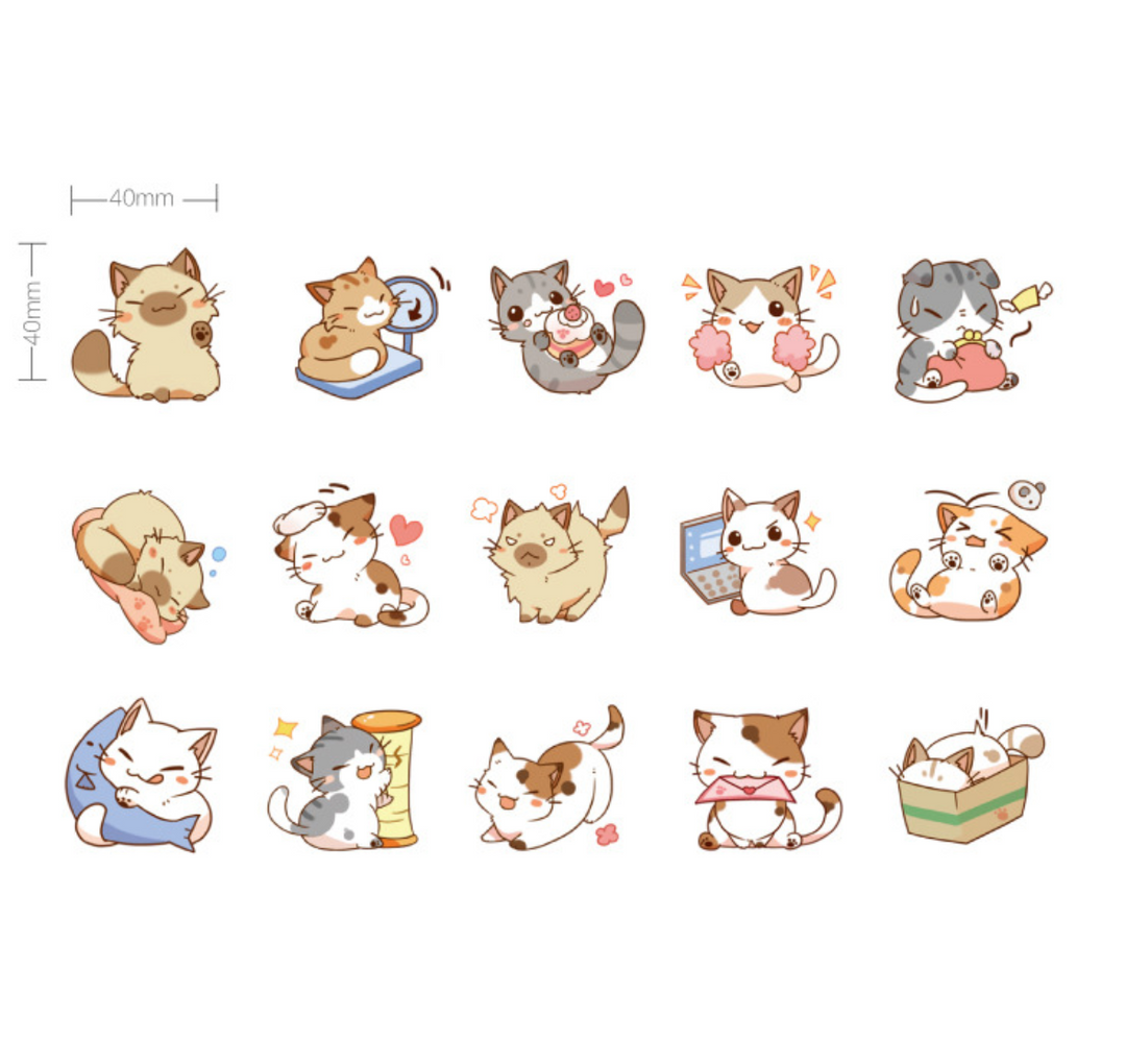 3Pcs Kawaii Little Chibi Cat Stickers