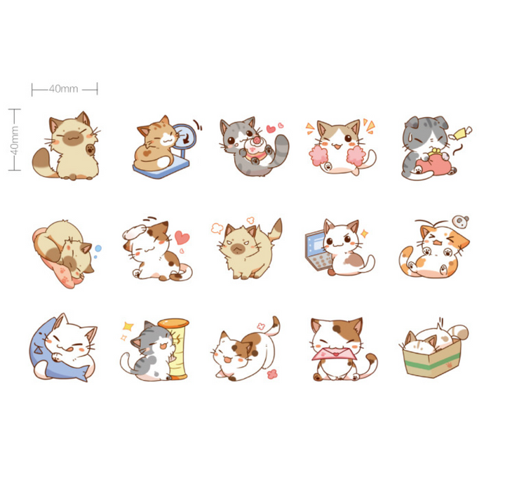 3Pcs Kawaii Little Chibi Cat Stickers