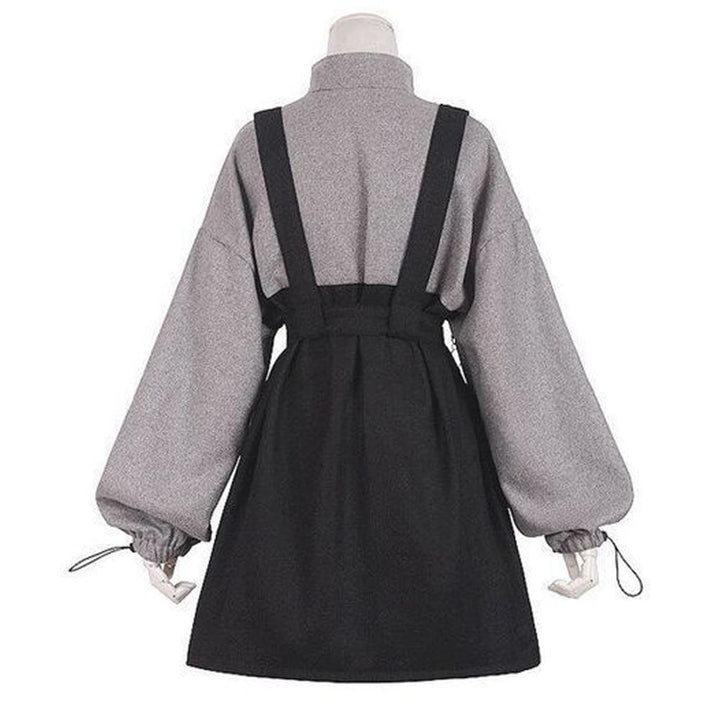 Punk Zipper Chain Pocket Sweatshirt Dress