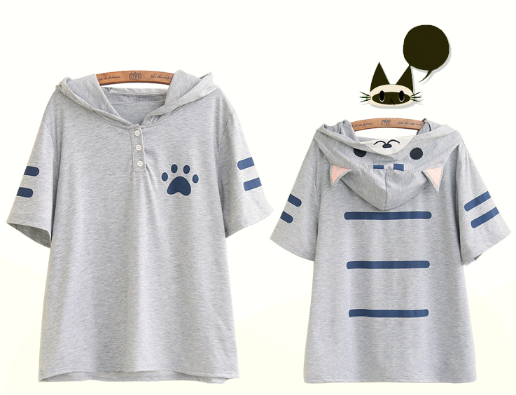 Cute Short Sleeve Cat Ears T-shirts