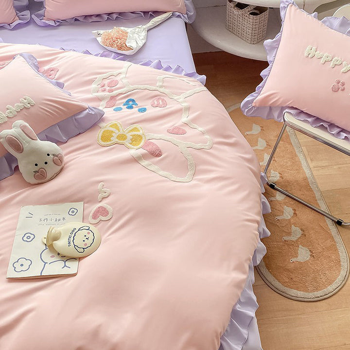 Cute Cartoon Rabbit Cotton Bedding Set