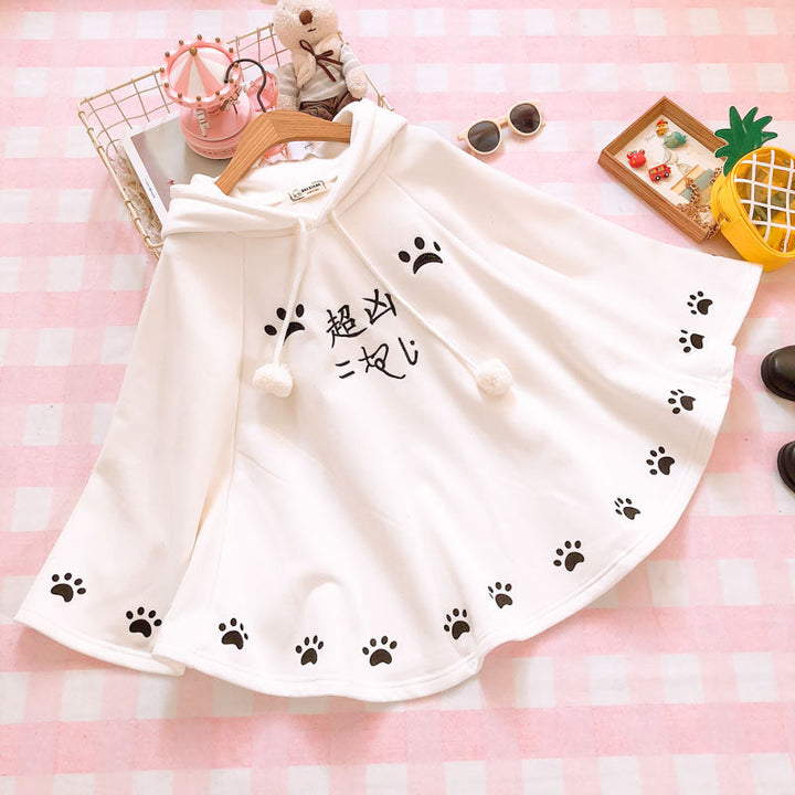 Cute Cat Claw Hooded Fleece Cloak