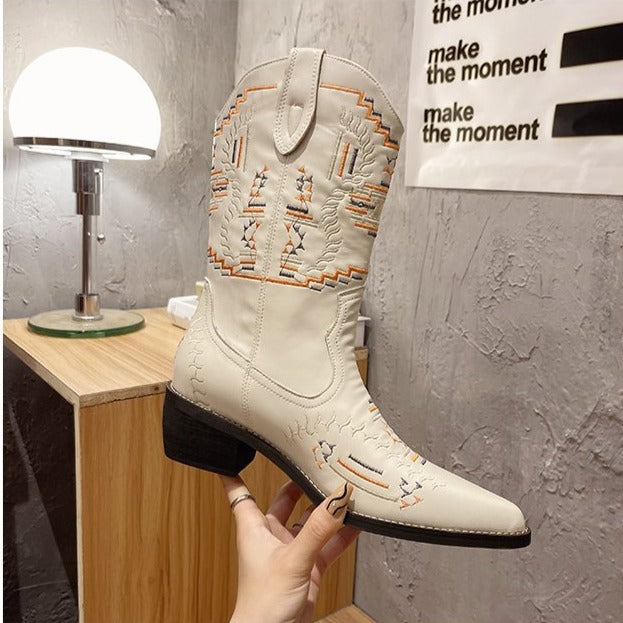 Womens Vintage Short Cowboy Boots
