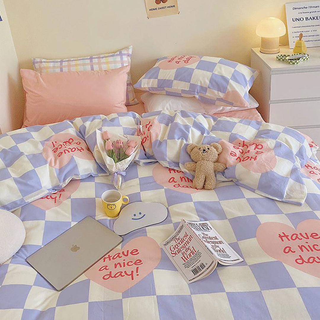 Love Heart Checker Bedding Set