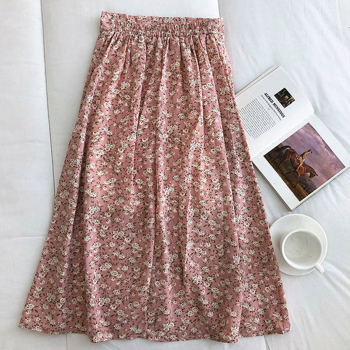 Cottagecore Rose Floral Midi Skirt