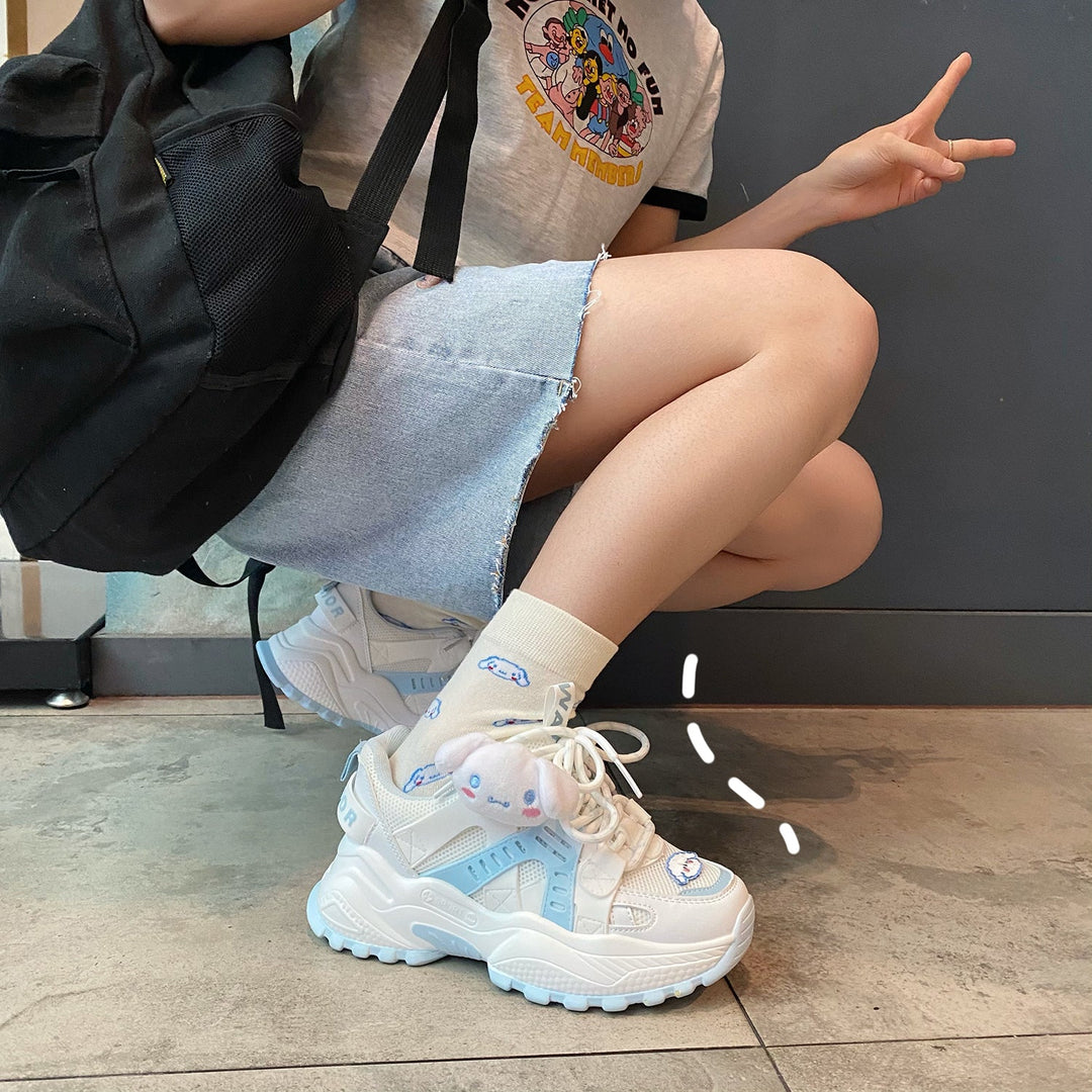 Women's Cute Anime Mesh Platform Sneakers Shoes