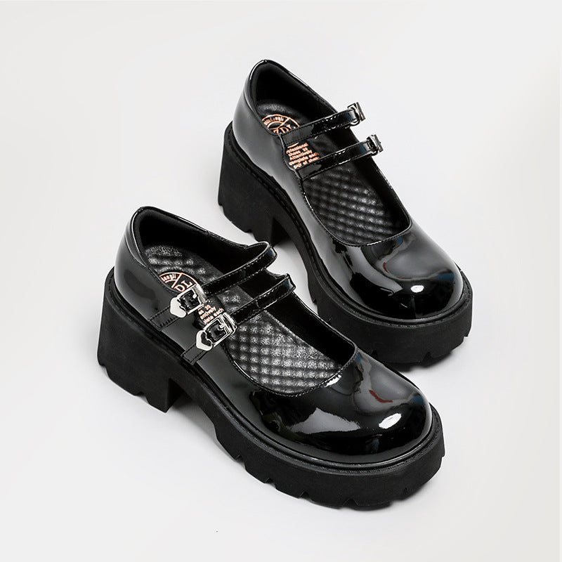 Platform Mary Jane Shoes Double Buckle Wedges
