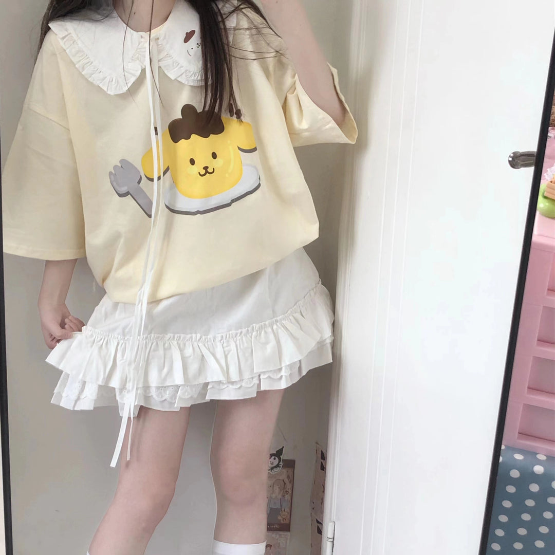 Japanese Cute Soft Girl Daily Summer Loose Dog Short-sleeved T-shirt