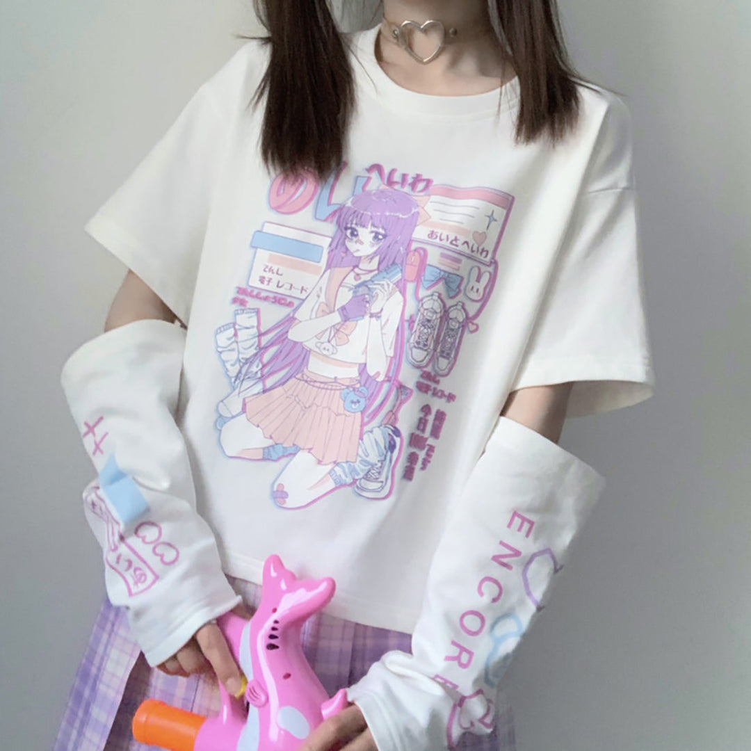 Anime Girl Hollow Out Sleeve Sweatshirt