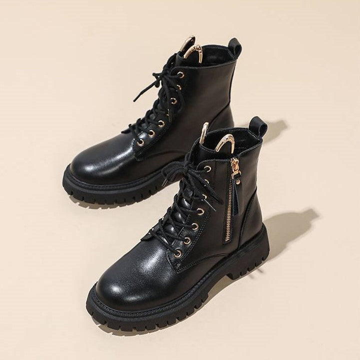 Womens Cute Cat Ears Ankle Lace-up Boots