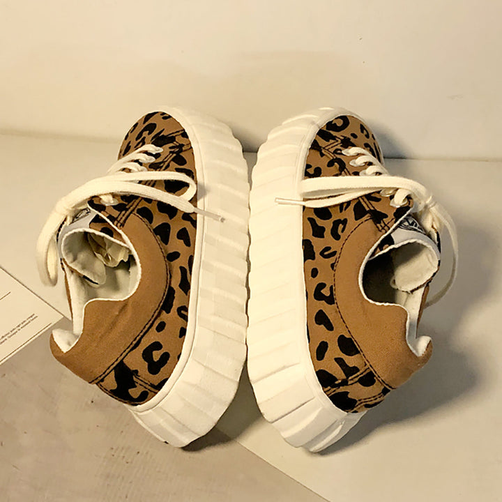 Women's Preppy Style Leopard Print Canvas Sneakers