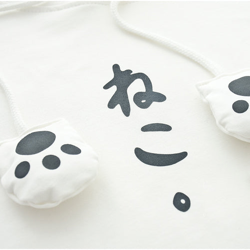 Japanese Kawaii Cat Kitten Print Short Sleeve Hoodie