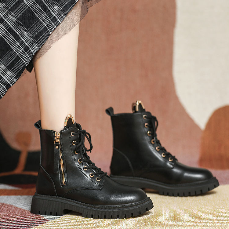 Womens Cute Cat Ears Ankle Lace-up Boots