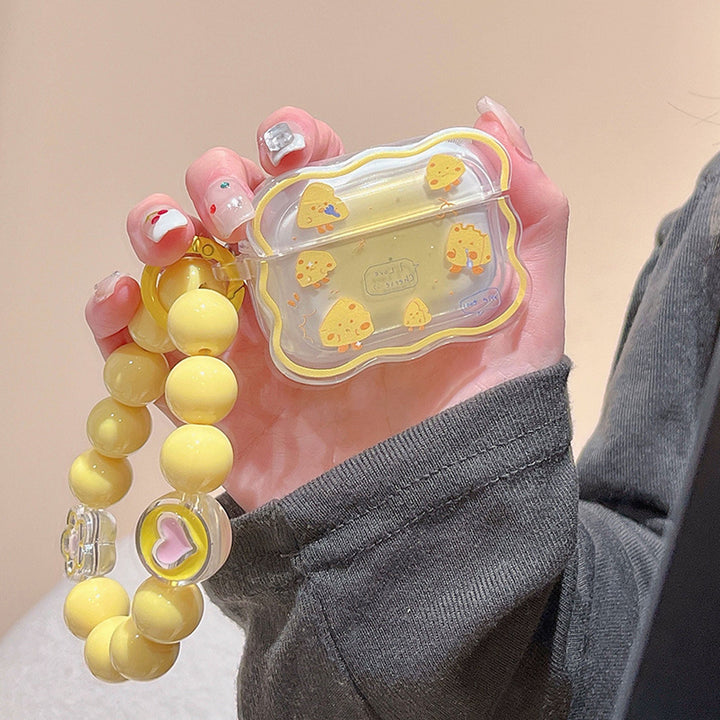 Cute Cheese Print Airpods Case with Bracelets