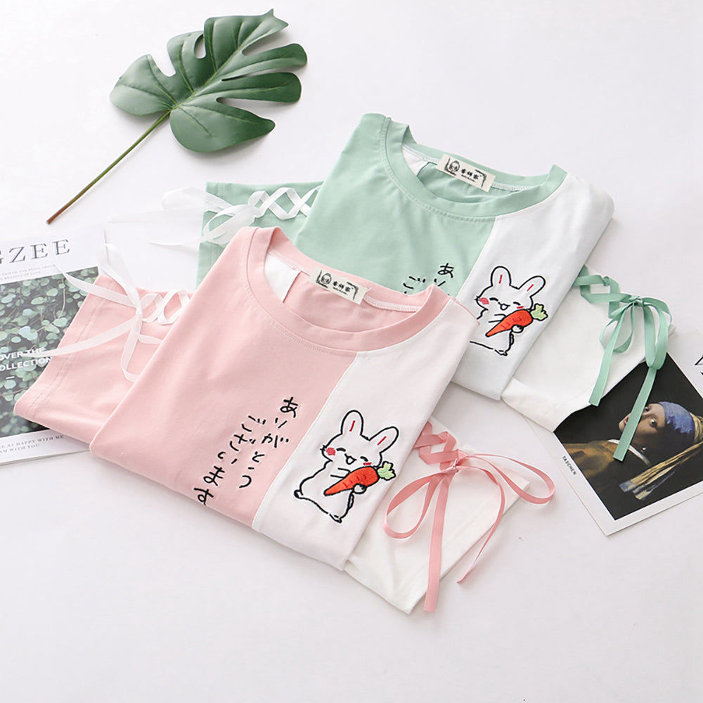 Cute Kawaii Bunny Cross Lace Shirt