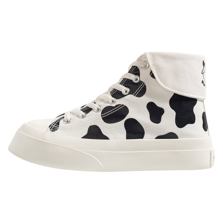 Cute High Top Milk Cows Canvas Shoes