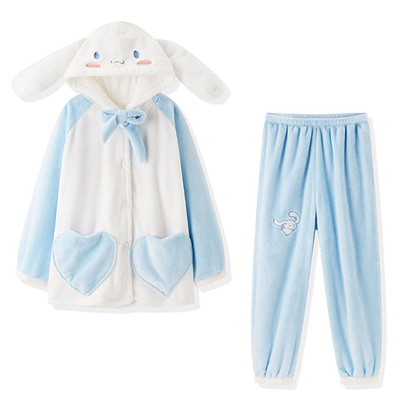 Kawaii Cute Puppy Ears Plush Pajama Set