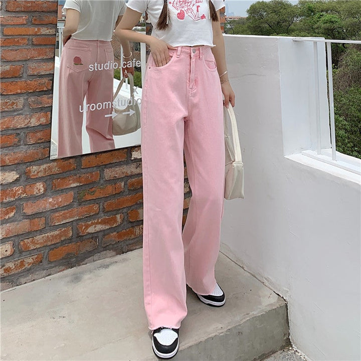 Pink Peach Embroidery Wide Leg Pants