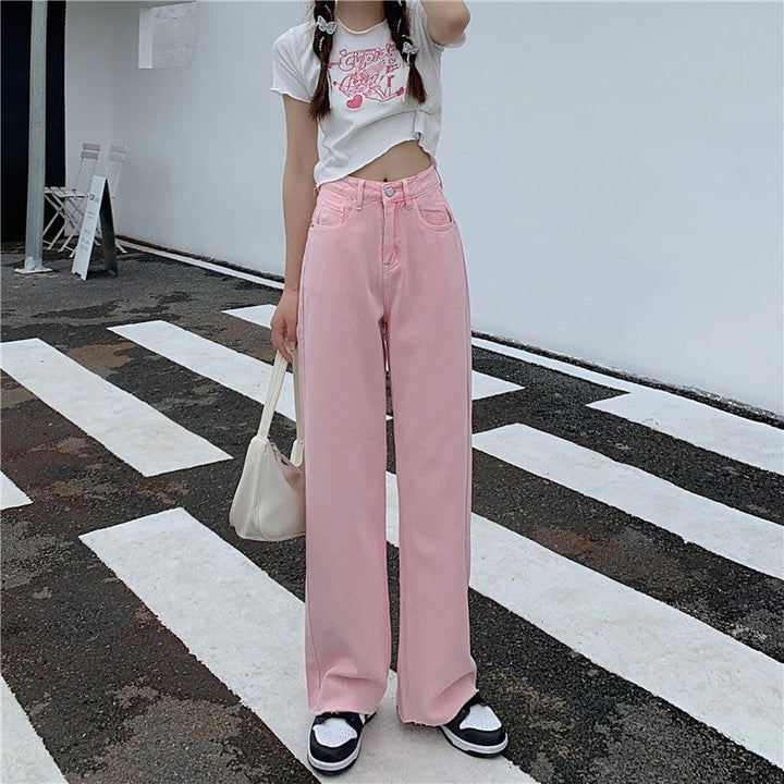 Pink Peach Embroidery Wide Leg Pants
