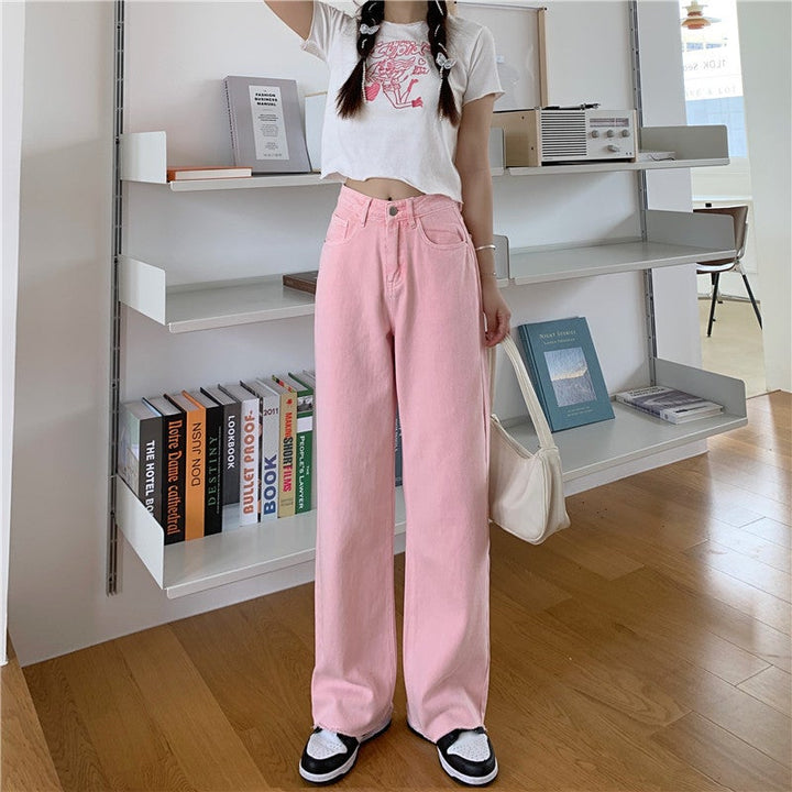 Pink Peach Embroidery Wide Leg Pants