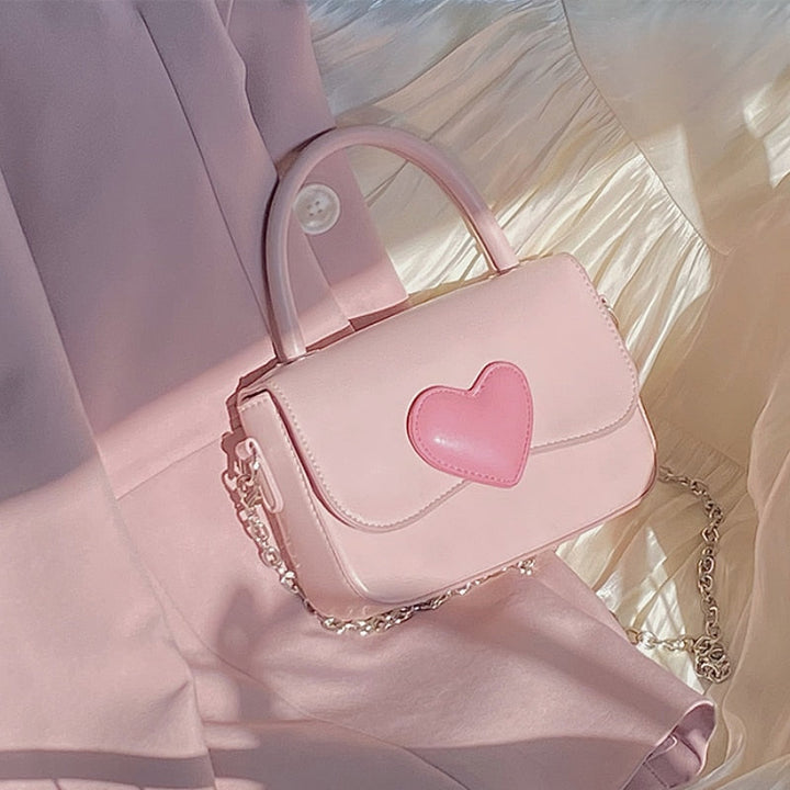 Pink Heart Chain Crossbody Bag Handbag