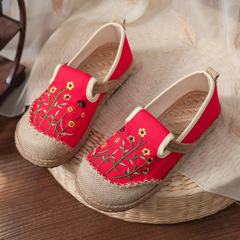 Embroidery Woven bohemian Style Loafer Flat Shoe