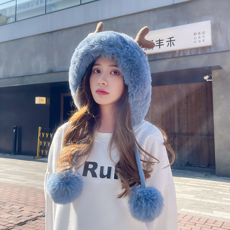 Winter Beanie Cute Reindeer Pom Pom Winter Knit Hat