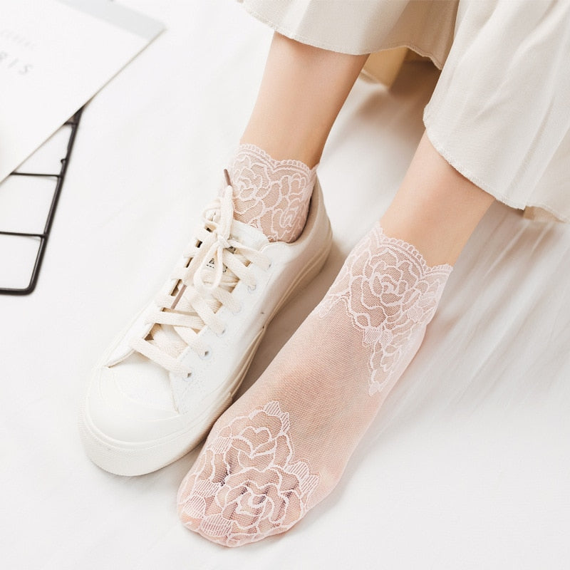 Women Invisible Lace Socks Thin
