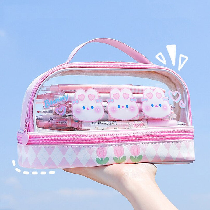 Kawaii Japanese Style Pastel Transparent Pencil Case