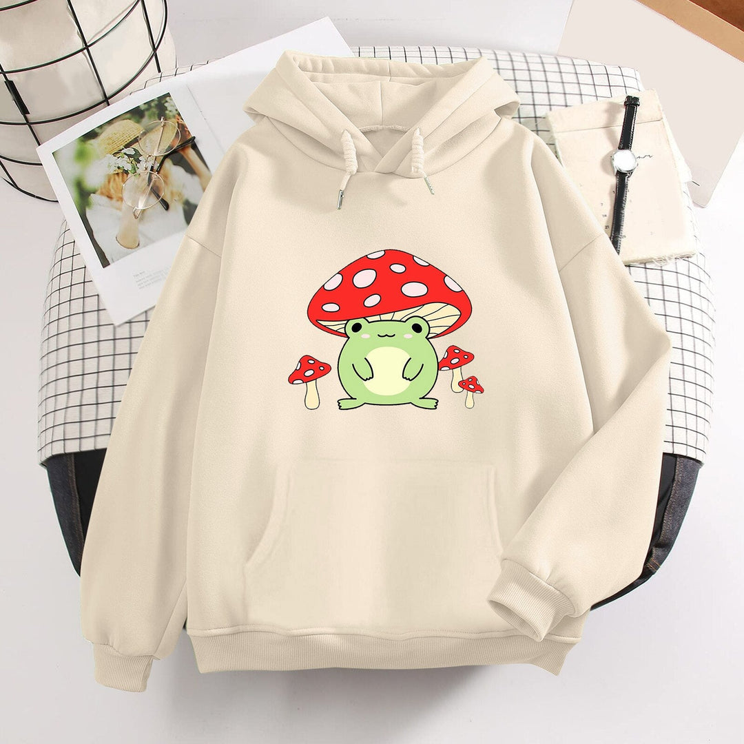 Women Cute Booyo Mushroom Frog Hoodie for Teen Girls