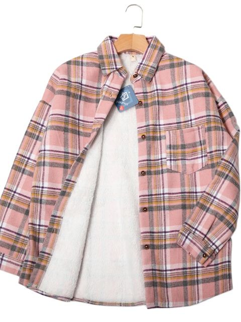 Women Jacket Long Sleeve Button Down Casual Plaid Flannel Shirts Boyfriend Fall Blouses