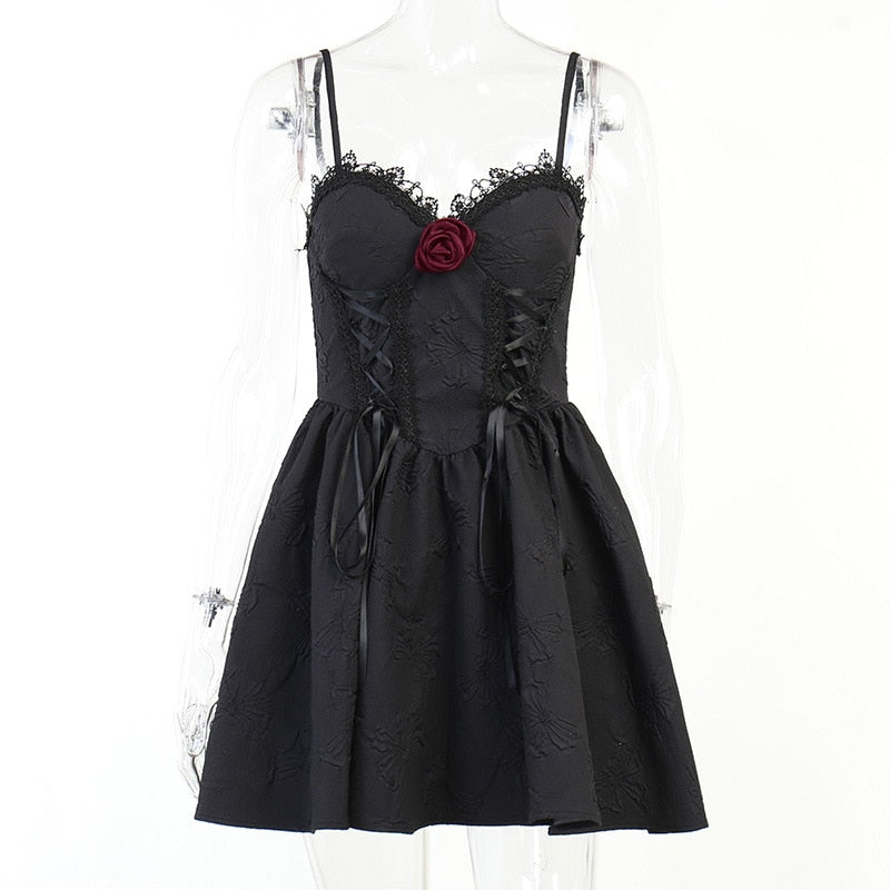 Gothic Steampunk Dress for Women's Lace Up Sleeveless Cami Dress