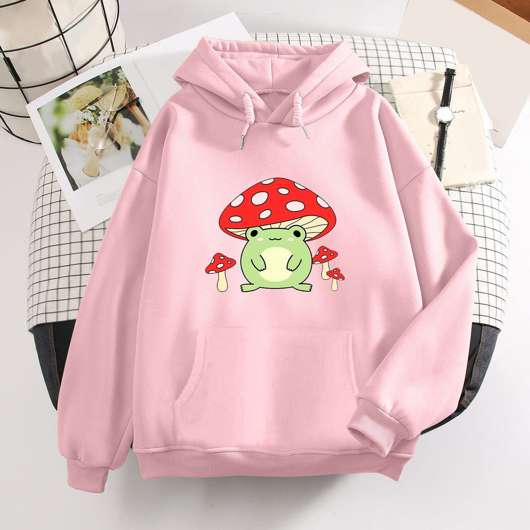 Women Cute Booyo Mushroom Frog Hoodie for Teen Girls