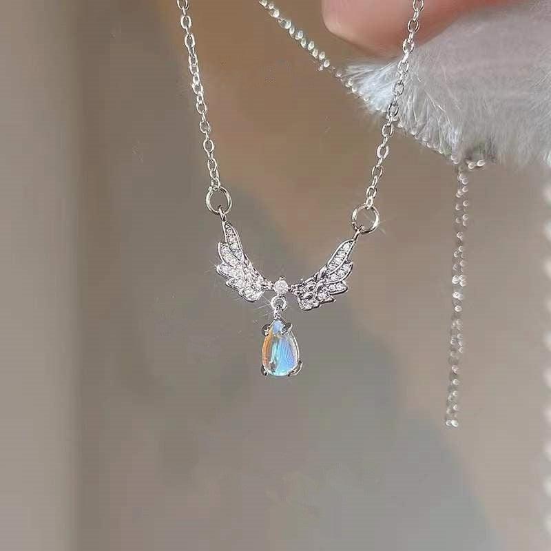 Angel Wings Moonstone Pendant Necklace
