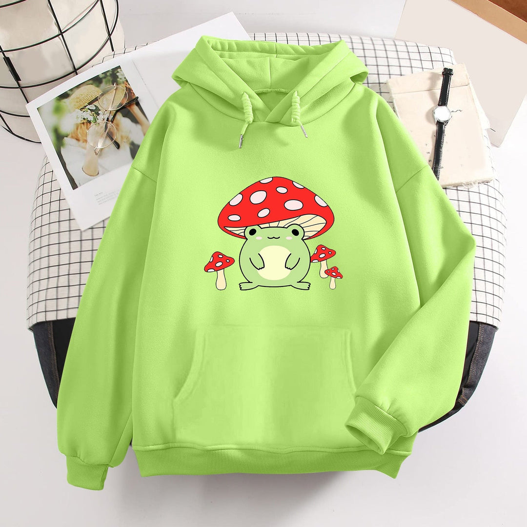 Women Cute Booyo Mushroom Frog Hoodie for Teen Girls