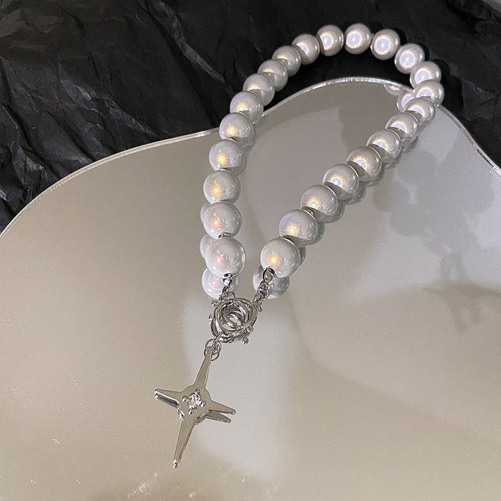 Soft Girl Aesthetic Alt Cross Pearl Necklace