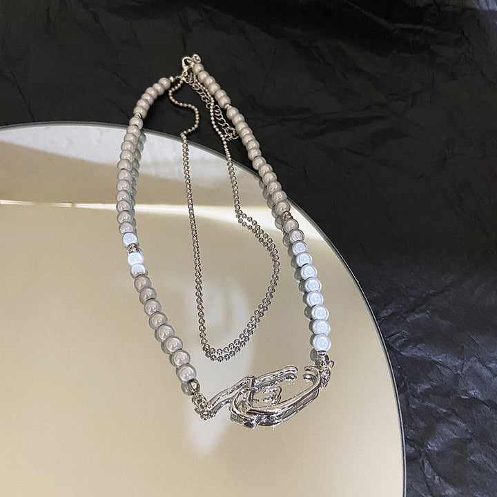 Soft Girl Aesthetic Alt Cross Pearl Necklace