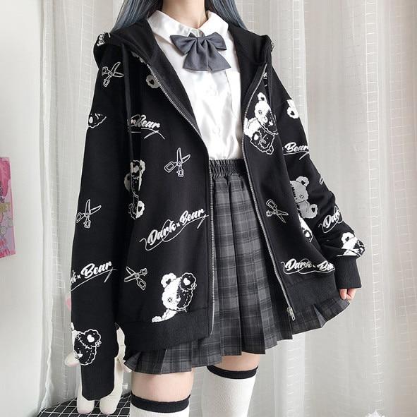Gothic Korean Zip Up Hoodie ubekeen