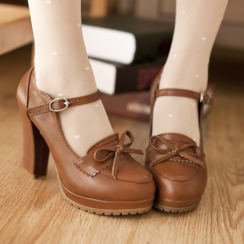 Sweet Bowknot High Heel Mary Jane Shoes