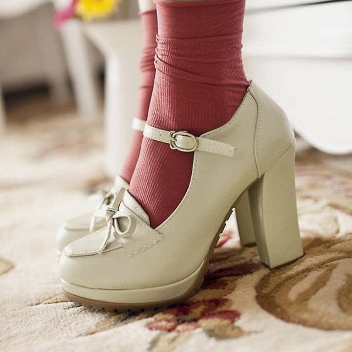 Sweet Bowknot High Heel Mary Jane Shoes