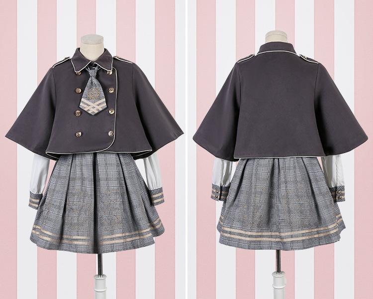 Harajuku Detective Academy Plaid Dress + Cloak 2PCS