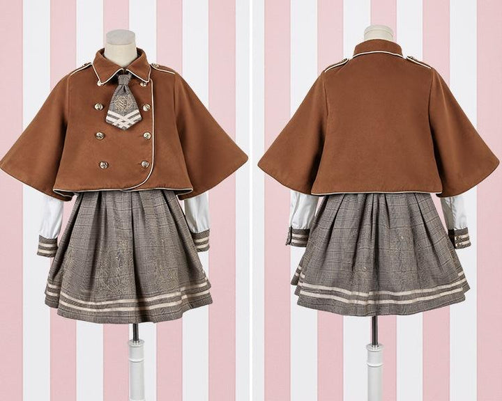 Harajuku Detective Academy Plaid Dress + Cloak 2PCS