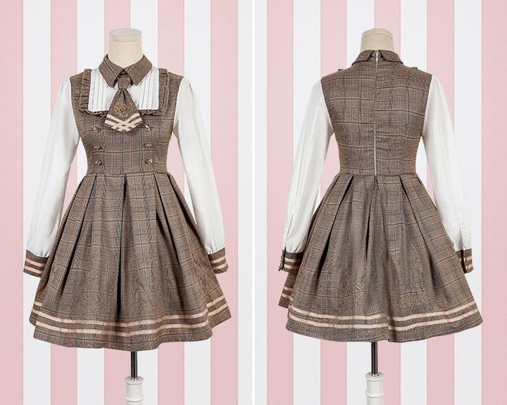 Harajuku Detective Academy Plaid Dress + Cloak 2PCS